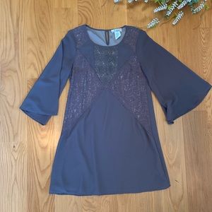 Grey, bell sleeves dress